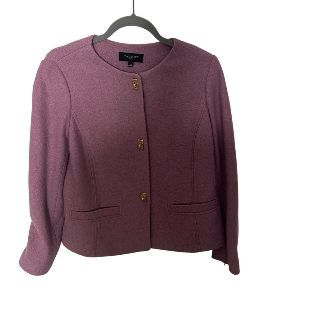 Talbots Cardigan/Jacket Wool Blend Liliac Gold Hardwear Closure 8P